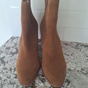 Soludos Brown‎ Suede Leather Ankle Boots Booties Heels Women's 10